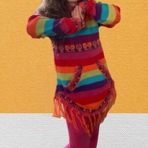 Girls Rainbow Alpaca Wool Sweater Size Infant/Small